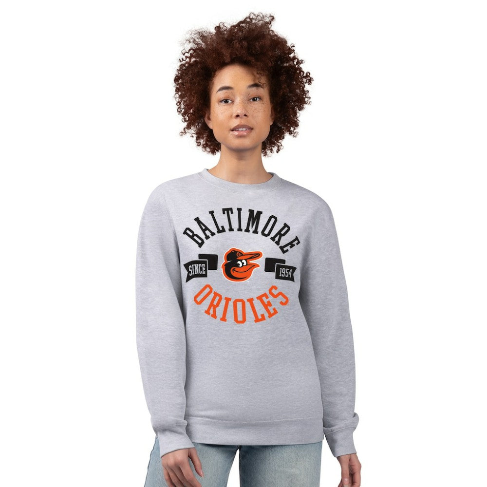 Baltimore Orioles G-III 4Her by Carl Banks Women's Team Logo Fleece Pullover Sweatshirt Heather Gray