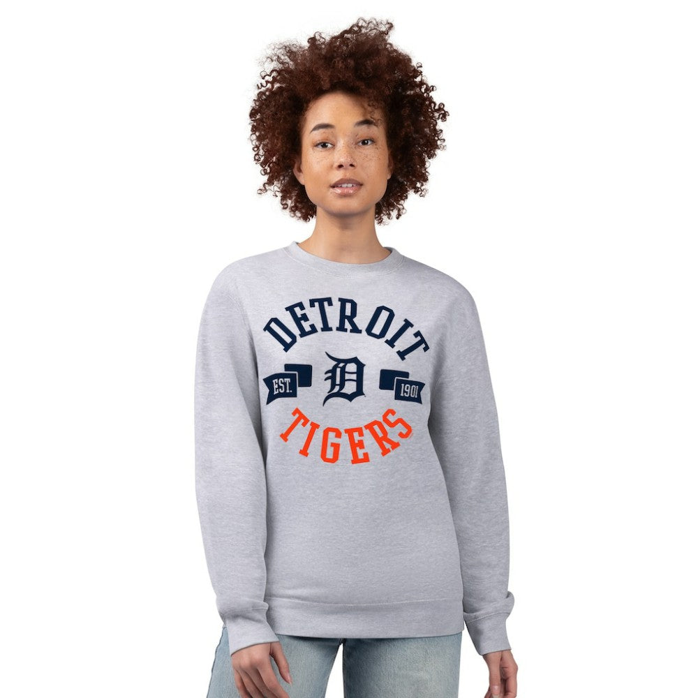 Detroit Tigers G-III 4Her by Carl Banks Women's Team Logo Fleece Pullover Sweatshirt Heather Gray