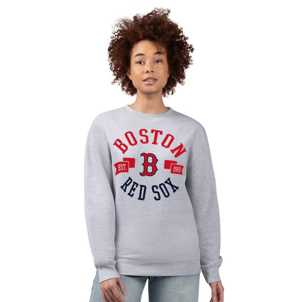 Boston Red Sox G-III 4Her by Carl Banks Women's Team Logo Fleece Pullover Sweatshirt Heather Gray