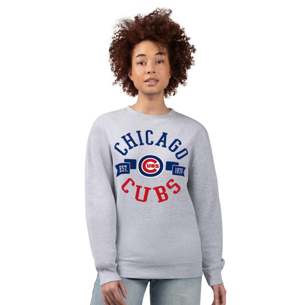 Chicago Cubs G-III 4Her by Carl Banks Women's Team Logo Fleece Pullover Sweatshirt Heather Gray