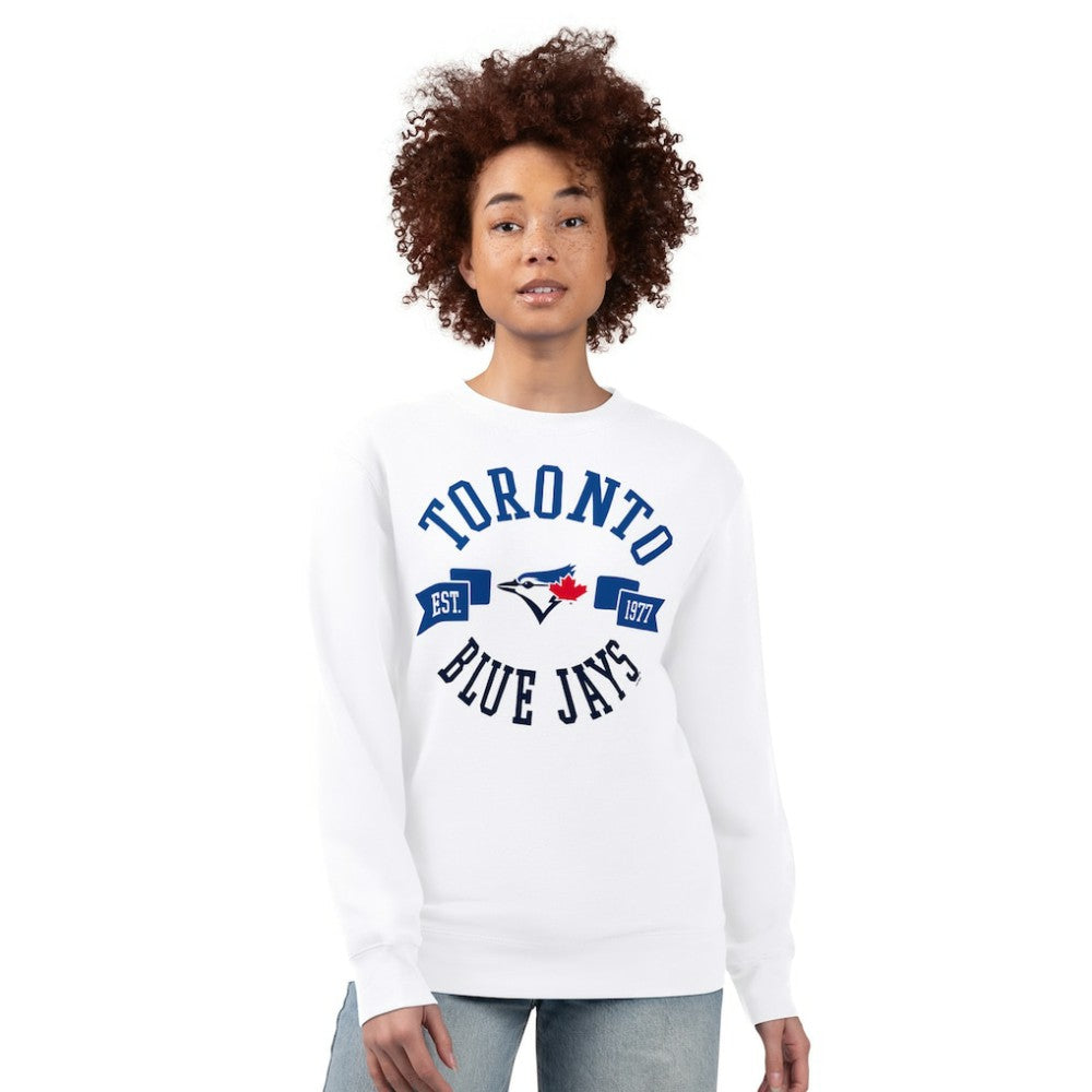 Toronto Blue Jays G-III 4Her by Carl Banks Women's Team Logo Fleece Pullover Sweatshirt White