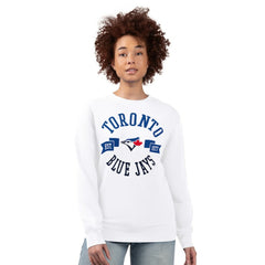 Toronto Blue Jays G-III 4Her by Carl Banks Women's Team Logo Fleece Pullover Sweatshirt White