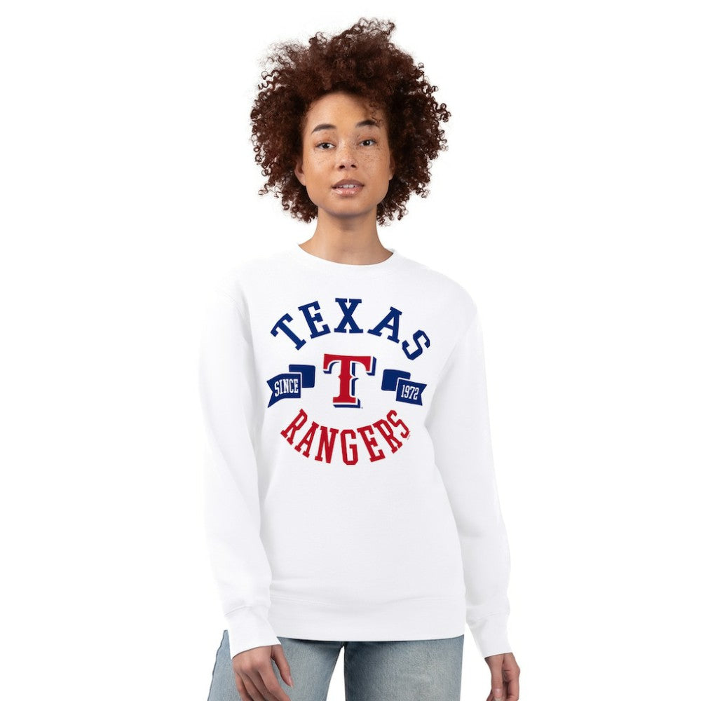 Texas Rangers G-III 4Her by Carl Banks Women's Team Logo Fleece Pullover Sweatshirt White