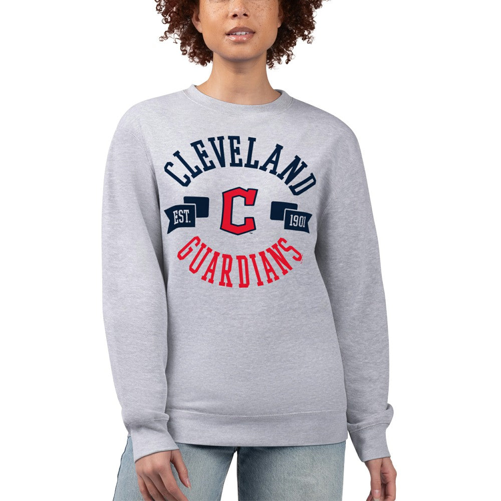 Cleveland Guardians G-III 4Her by Carl Banks Women's Team Logo Fleece Pullover Sweatshirt Heather Gray
