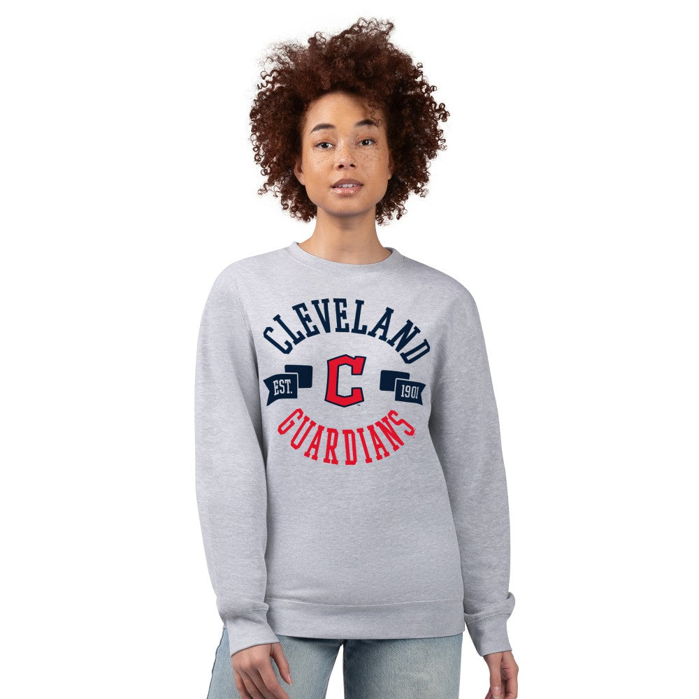 Cleveland Guardians G-III 4Her by Carl Banks Women's Team Logo Fleece Pullover Sweatshirt Heather Gray