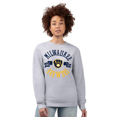Milwaukee Brewers G-III 4Her by Carl Banks Women's Team Logo Fleece Pullover Sweatshirt Heather Gray
