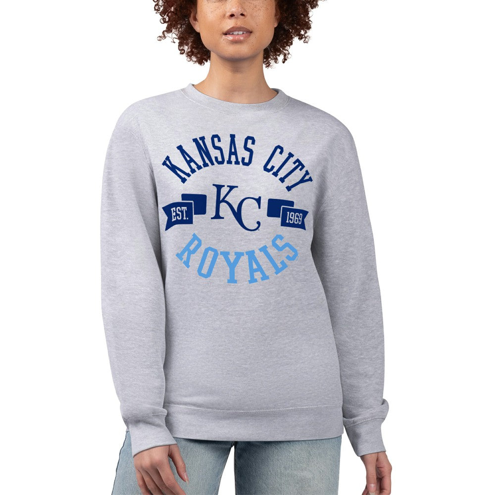 Kansas City Royals G-III 4Her by Carl Banks Women's Team Logo Fleece Pullover Sweatshirt Heather Gray