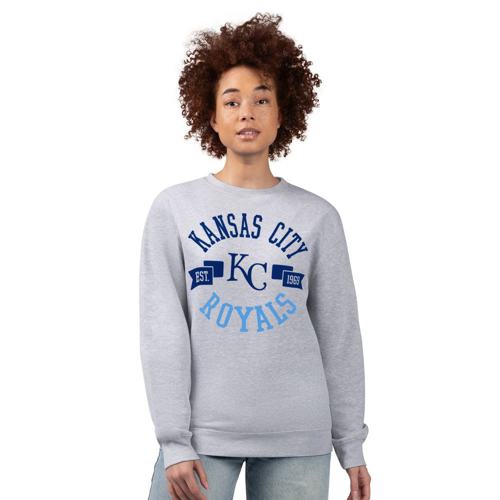Kansas City Royals G-III 4Her by Carl Banks Women's Team Logo Fleece Pullover Sweatshirt Heather Gray