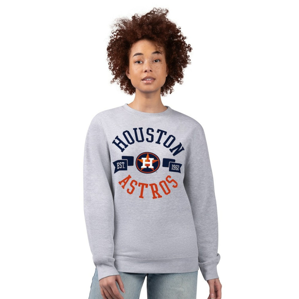 Houston Astros G-III 4Her by Carl Banks Women's Team Logo Fleece Pullover Sweatshirt Heather Gray