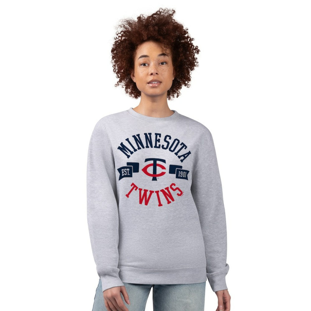 Minnesota Twins G-III 4Her by Carl Banks Women's Team Logo Fleece Pullover Sweatshirt Heather Gray