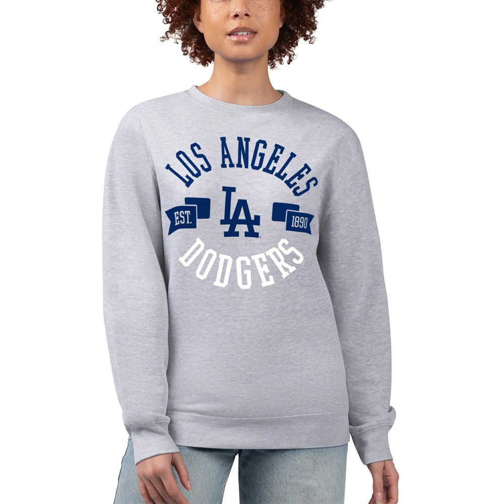 Los Angeles Dodgers G-III 4Her by Carl Banks Women's Team Logo Fleece Pullover Sweatshirt Heather Gray