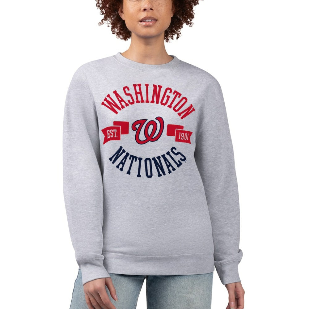 Washington Nationals G-III 4Her by Carl Banks Women's Team Logo Fleece Pullover Sweatshirt Heather Gray