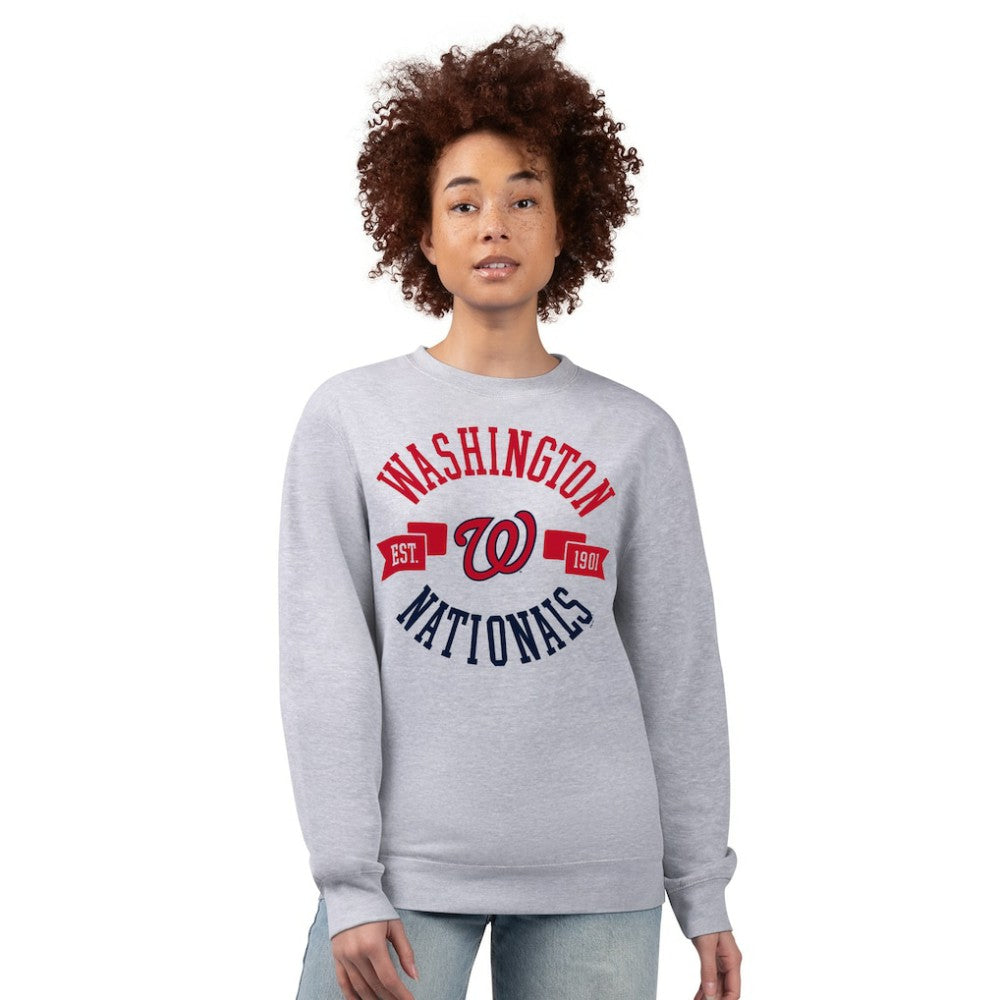 Washington Nationals G-III 4Her by Carl Banks Women's Team Logo Fleece Pullover Sweatshirt Heather Gray