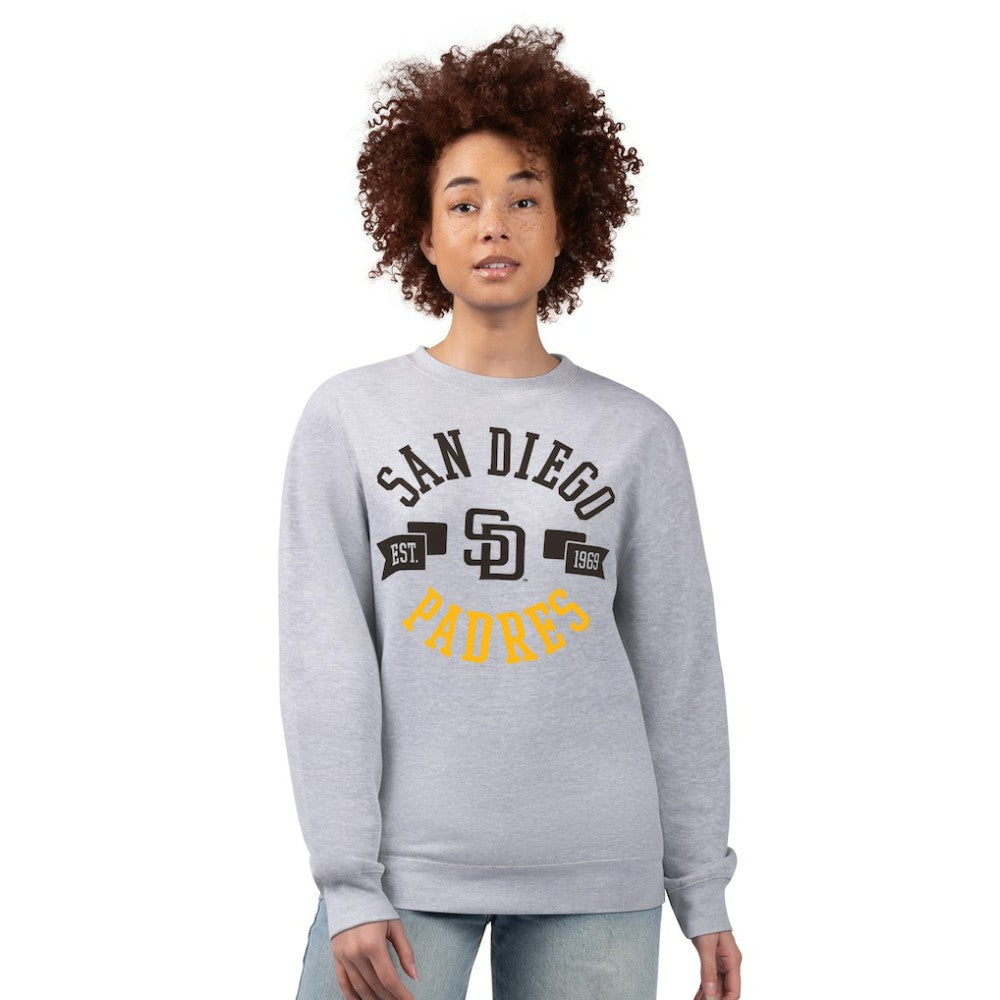 San Diego Padres G-III 4Her by Carl Banks Women's Team Logo Fleece Pullover Sweatshirt Heather Gray