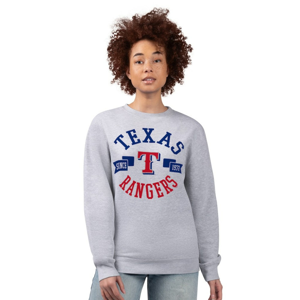 Texas Rangers G-III 4Her by Carl Banks Women's Team Logo Fleece Pullover Sweatshirt Heather Gray