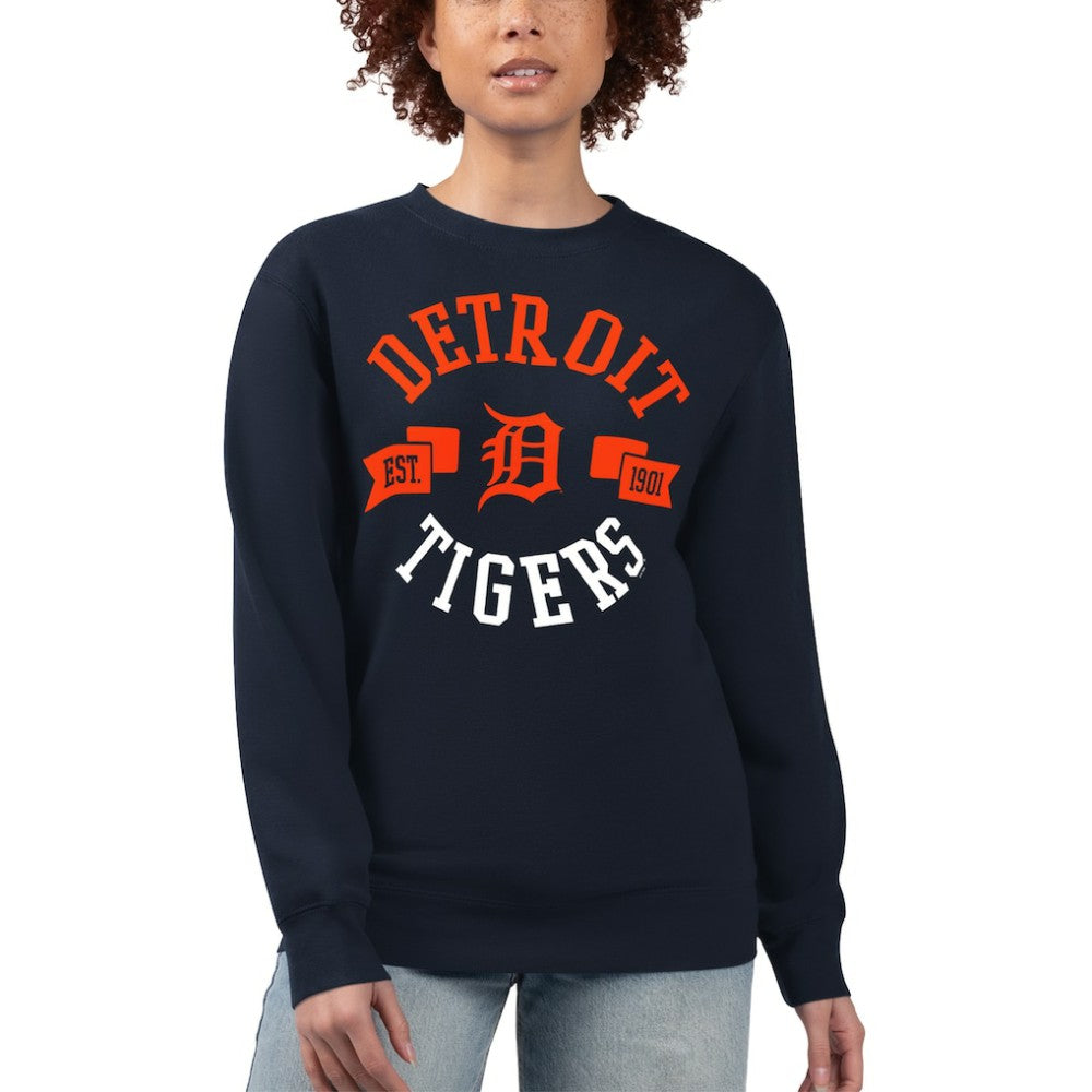 Detroit Tigers G-III 4Her by Carl Banks Women's Team Logo Fleece Pullover Sweatshirt Navy