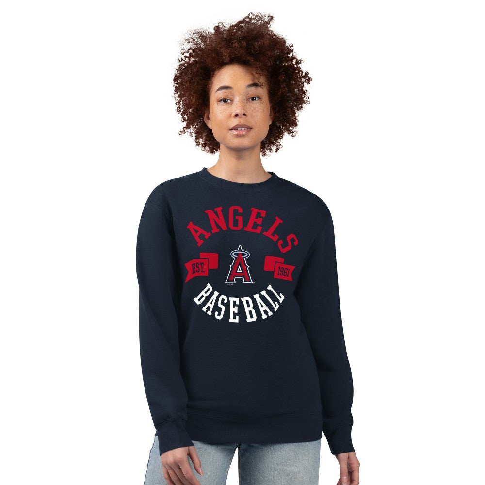 Los Angeles Angels G-III 4Her by Carl Banks Women's Team Logo Fleece Pullover Sweatshirt Navy