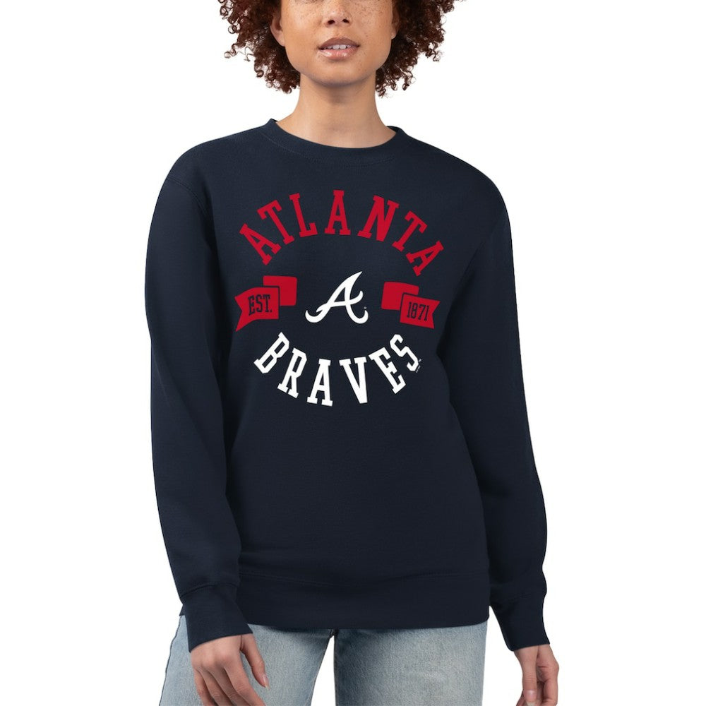 Atlanta Braves G-III 4Her by Carl Banks Women's Team Logo Fleece Pullover Sweatshirt Navy