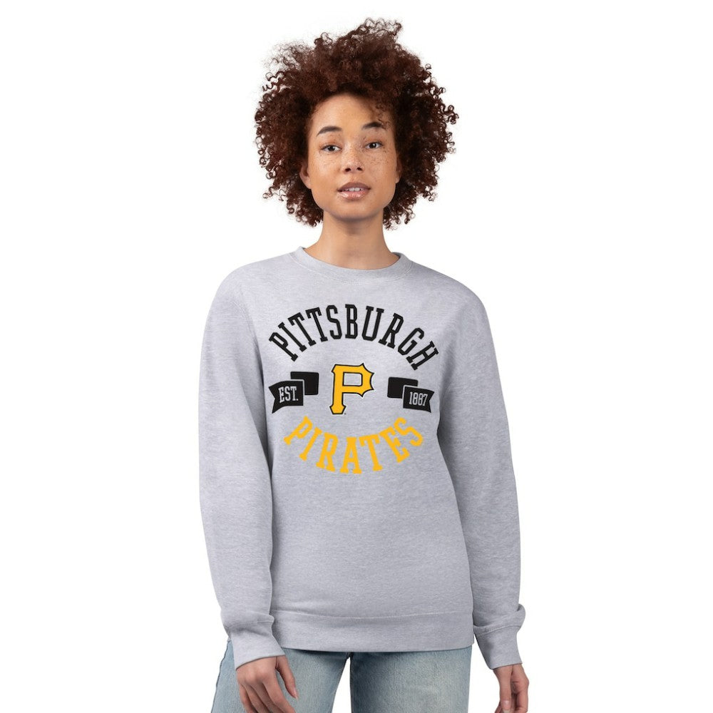 Pittsburgh Pirates G-III 4Her by Carl Banks Women's Team Logo Fleece Pullover Sweatshirt Heather Gray