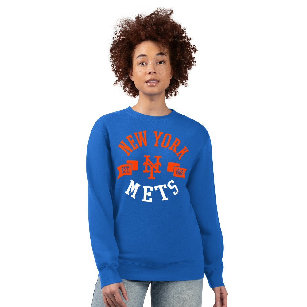 New York Mets G-III 4Her by Carl Banks Women's Team Logo Fleece Pullover Sweatshirt Royal