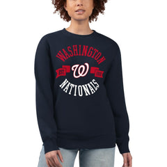 Washington Nationals G-III 4Her by Carl Banks Women's Team Logo Fleece Pullover Sweatshirt Navy