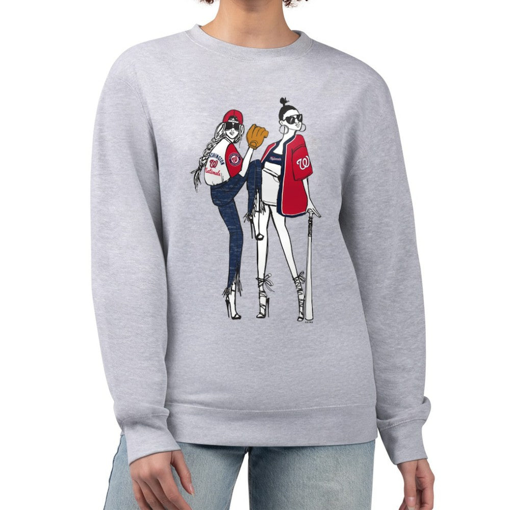 Washington Nationals G-III 4Her by Carl Banks Women's Baseball Girls Fleece Pullover Sweatshirt Heather Gray