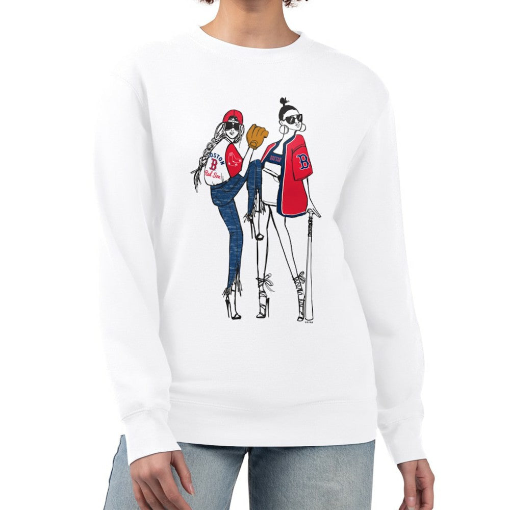Boston Red Sox G-III 4Her by Carl Banks Women's Baseball Girls Fleece Pullover Sweatshirt White