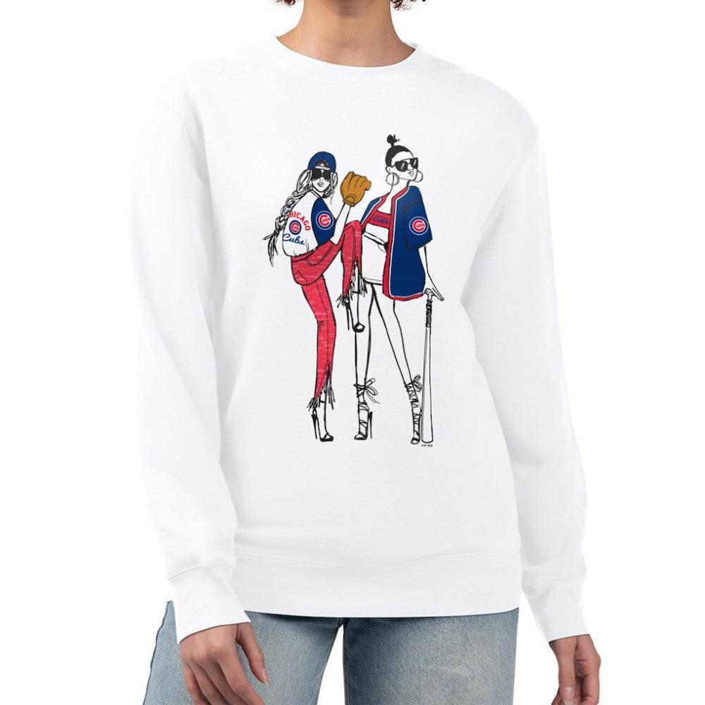 Chicago Cubs G-III 4Her by Carl Banks Women's Baseball Girls Fleece Pullover Sweatshirt White