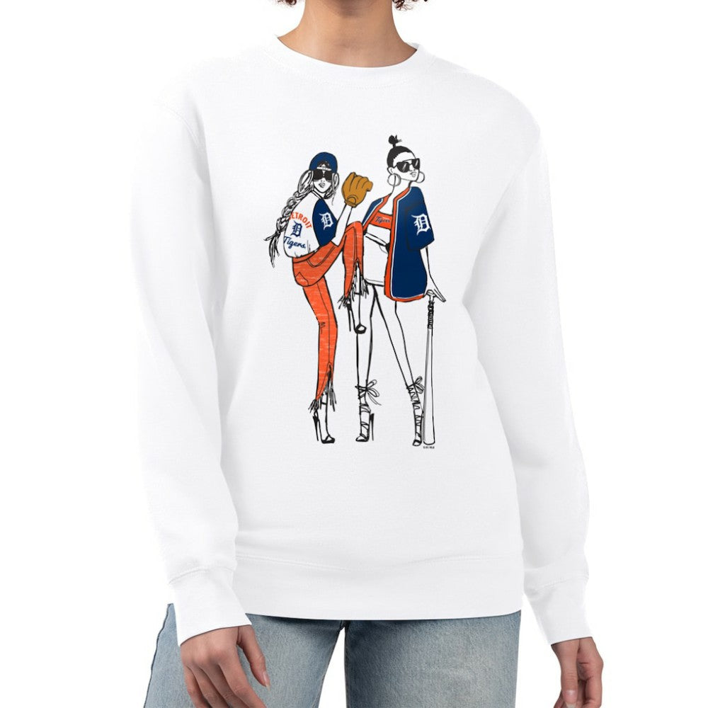 Detroit Tigers G-III 4Her by Carl Banks Women's Baseball Girls Fleece Pullover Sweatshirt White