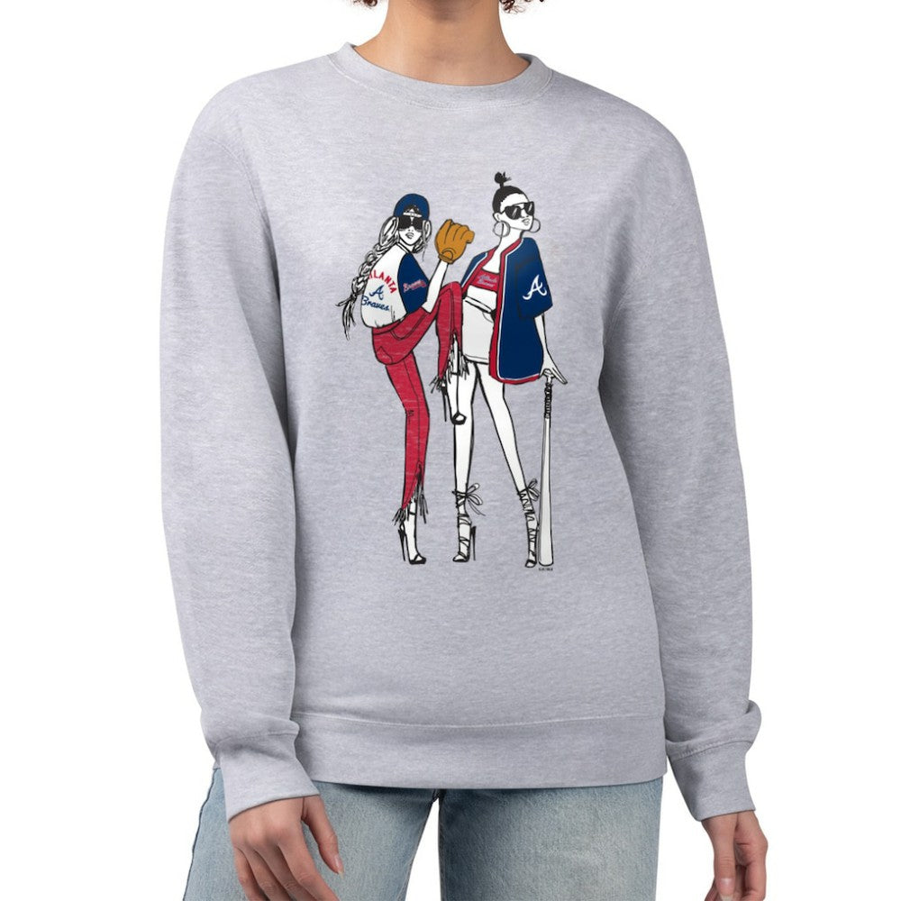 Atlanta Braves G-III 4Her by Carl Banks Women's Baseball Girls Fleece Pullover Sweatshirt Heather Gray