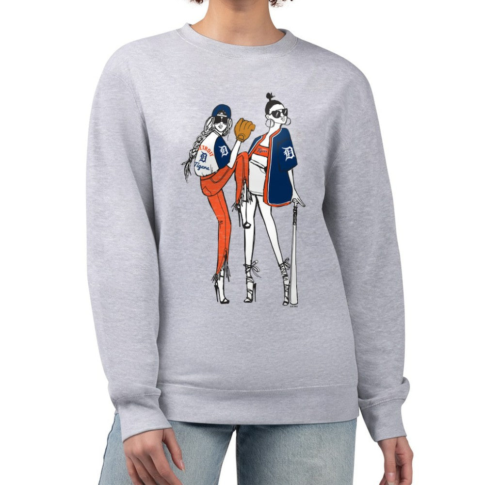 Detroit Tigers G-III 4Her by Carl Banks Women's Baseball Girls Fleece Pullover Sweatshirt Heather Gray