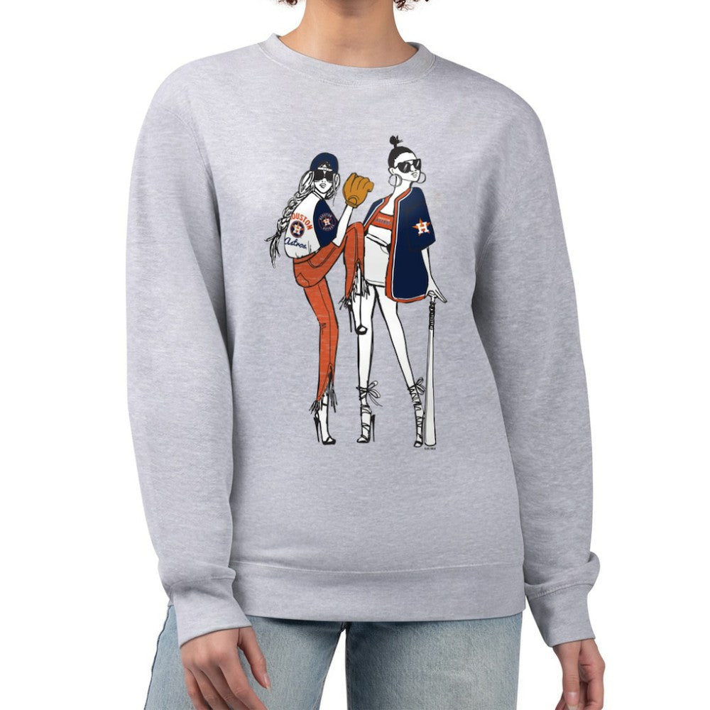 Houston Astros G-III 4Her by Carl Banks Women's Baseball Girls Fleece Pullover Sweatshirt Heather Gray