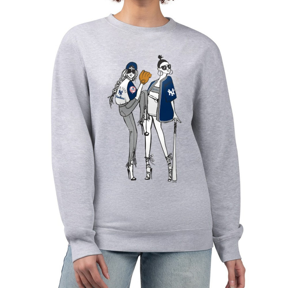 New York Yankees G-III 4Her by Carl Banks Women's Baseball Girls Fleece Pullover Sweatshirt Heather Gray