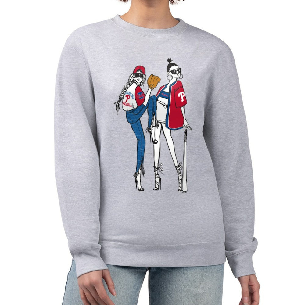 Philadelphia Phillies G-III 4Her by Carl Banks Women's Baseball Girls Fleece Pullover Sweatshirt Heather Gray