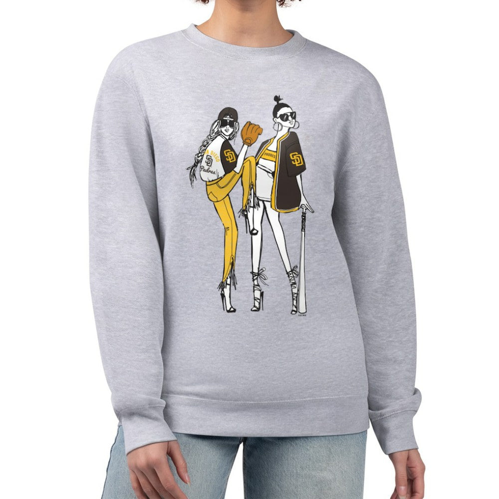 San Diego Padres G-III 4Her by Carl Banks Women's Baseball Girls Fleece Pullover Sweatshirt Heather Gray