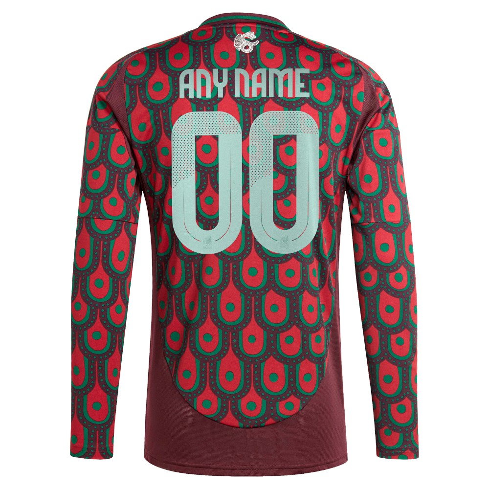 Mexico National Team 2024 Home Replica Custom Long Sleeve Jersey - Burgundy cheap