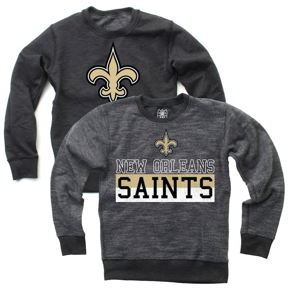 New Orleans Saints Wes & Willy Youth Reversible Fleece Pullover Sweatshirt - Black for sale