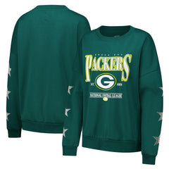 Green Bay Packers Gameday Couture Women's Rhinestone Star Sleeve Settle the Score Oversized Pullover Sweatshirt - Green sale