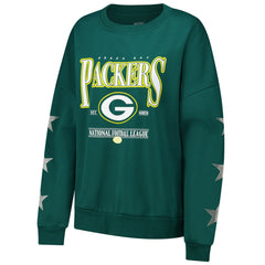 Green Bay Packers Gameday Couture Women's Rhinestone Star Sleeve Settle the Score Oversized Pullover Sweatshirt - Green sale