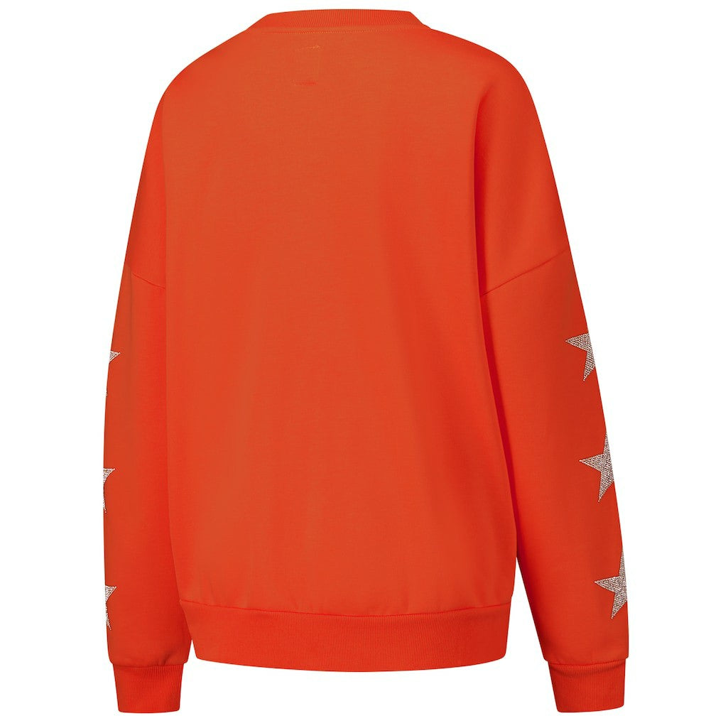 Cleveland Browns Gameday Couture Women's Rhinestone Star Sleeve Settle the Score Oversized Pullover Sweatshirt - Orange on sale