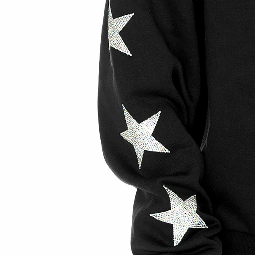 Jacksonville Jaguars Gameday Couture Women's Rhinestone Star Sleeve Settle the Score Oversized Pullover Sweatshirt - Black on sale