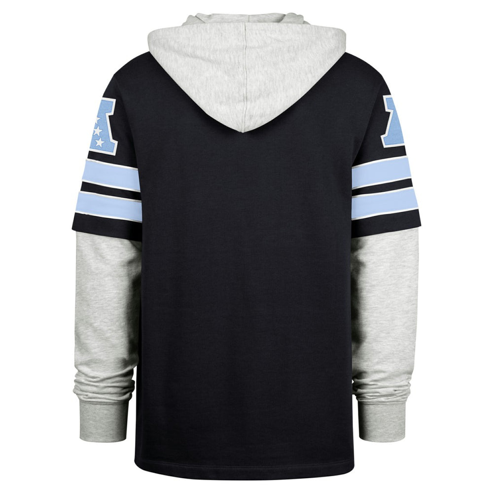 Tennessee Titans '47 Double Header Blitz Cornerback Pullover Hoodie - Navy on sale