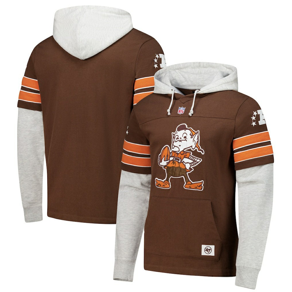Cleveland Browns '47 Throwback Double Header Blitz Cornerback Hoodie - Brown cheap