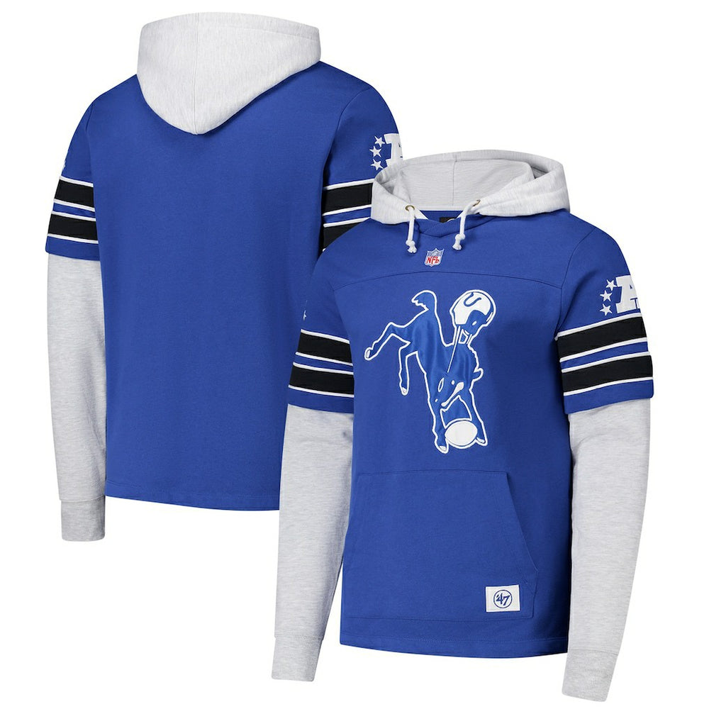 Indianapolis Colts '47 Throwback Double Header Blitz Cornerback Hoodie - Royal cheap