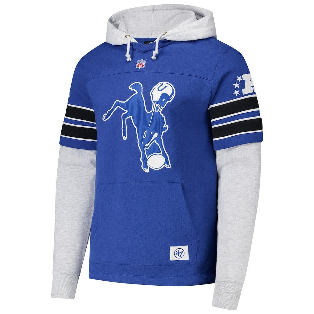 Indianapolis Colts '47 Throwback Double Header Blitz Cornerback Hoodie - Royal cheap