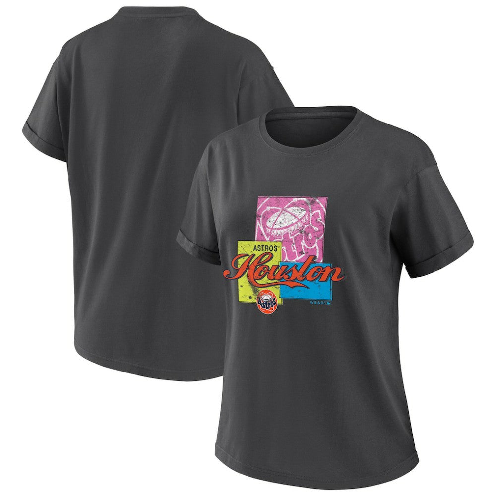 Houston Astros WEAR by Erin Andrews Women's Domestic Box Color Boyfriend T-Shirt Charcoal