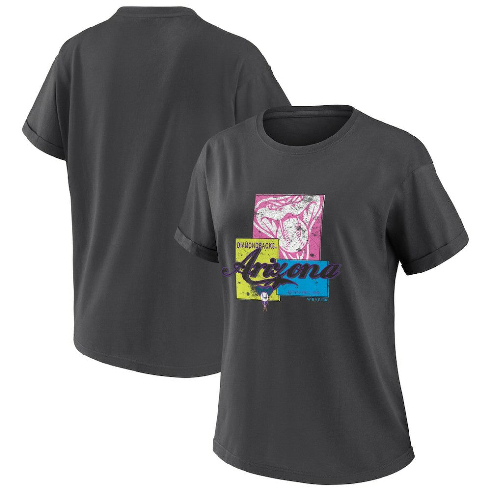 Arizona Diamondbacks WEAR by Erin Andrews Women's Domestic Box Color Boyfriend T-Shirt Charcoal