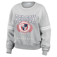 Boston Red Sox WEAR by Erin Andrews Women's Domestic Crest Pullover Sweatshirt Heather Gray