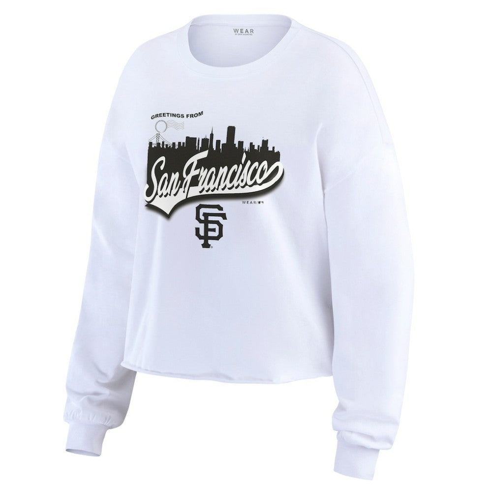 San Francisco Giants WEAR by Erin Andrews Women's Domestic Postcard Long Sleeve T-Shirt White