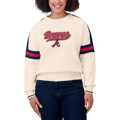 Atlanta Braves WEAR by Erin Andrews Women's Stripe Pullover Sweater Cream